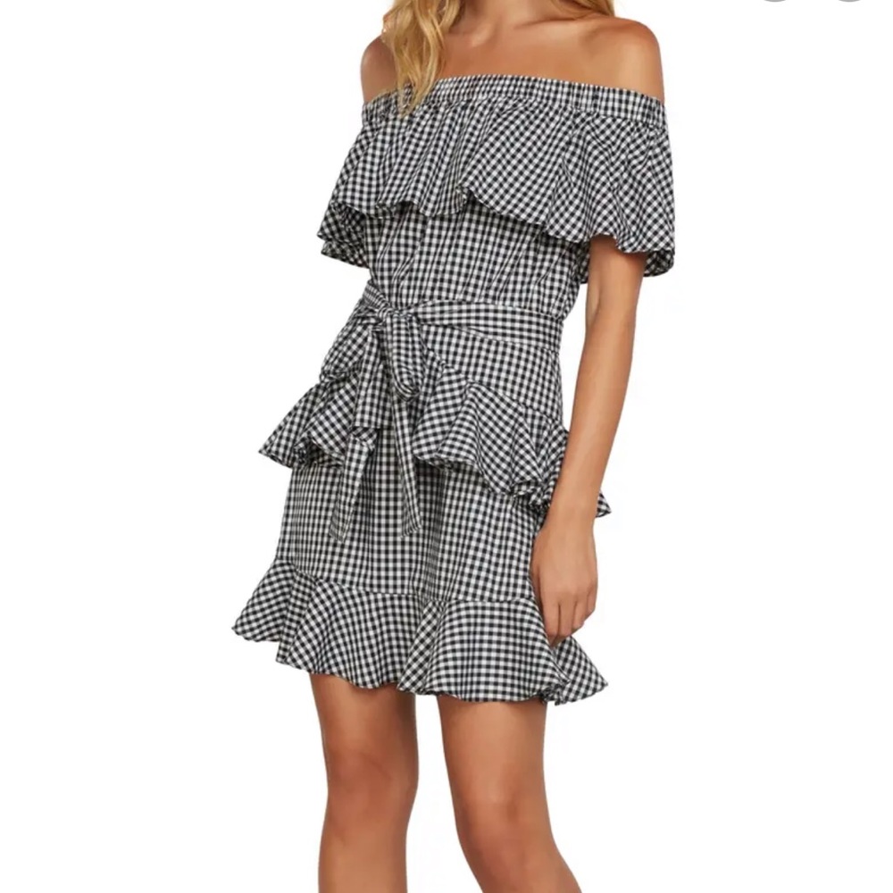 Gingham Off the Shoulder Dress